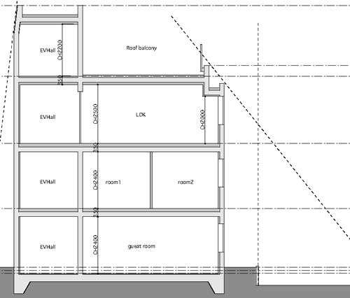 3分割（B区画）建物参考プラン断面図