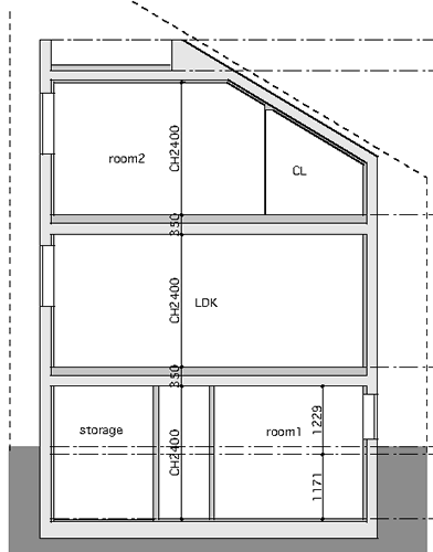 3分割（B区画）建物参考プラン断面図
