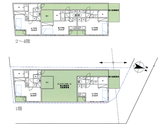 参考プラン 4階建て平面図