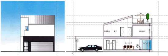 参考プラン B区画 立面図・断面図