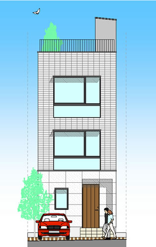 4分割（A区画）建物参考プラン立面図