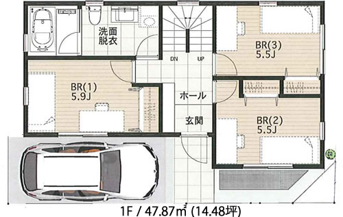 建物参考プラン 2分割(按分) B区画