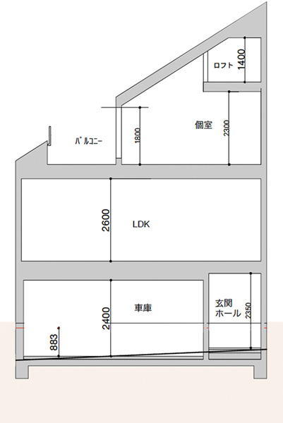 2分割案A区画居住用建物断面図