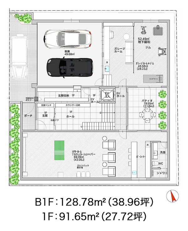 B1F,1F 参考プラン